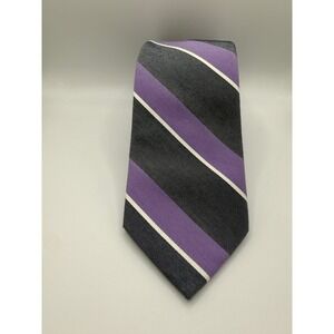 Esquire Striped Necktie Purple Gray White Silk‎ Blend Men's Formal